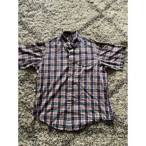 Vintage Gant Shirt Mens Large Foxhunt Plaid Button Up Plaid‎ Short Sleeve